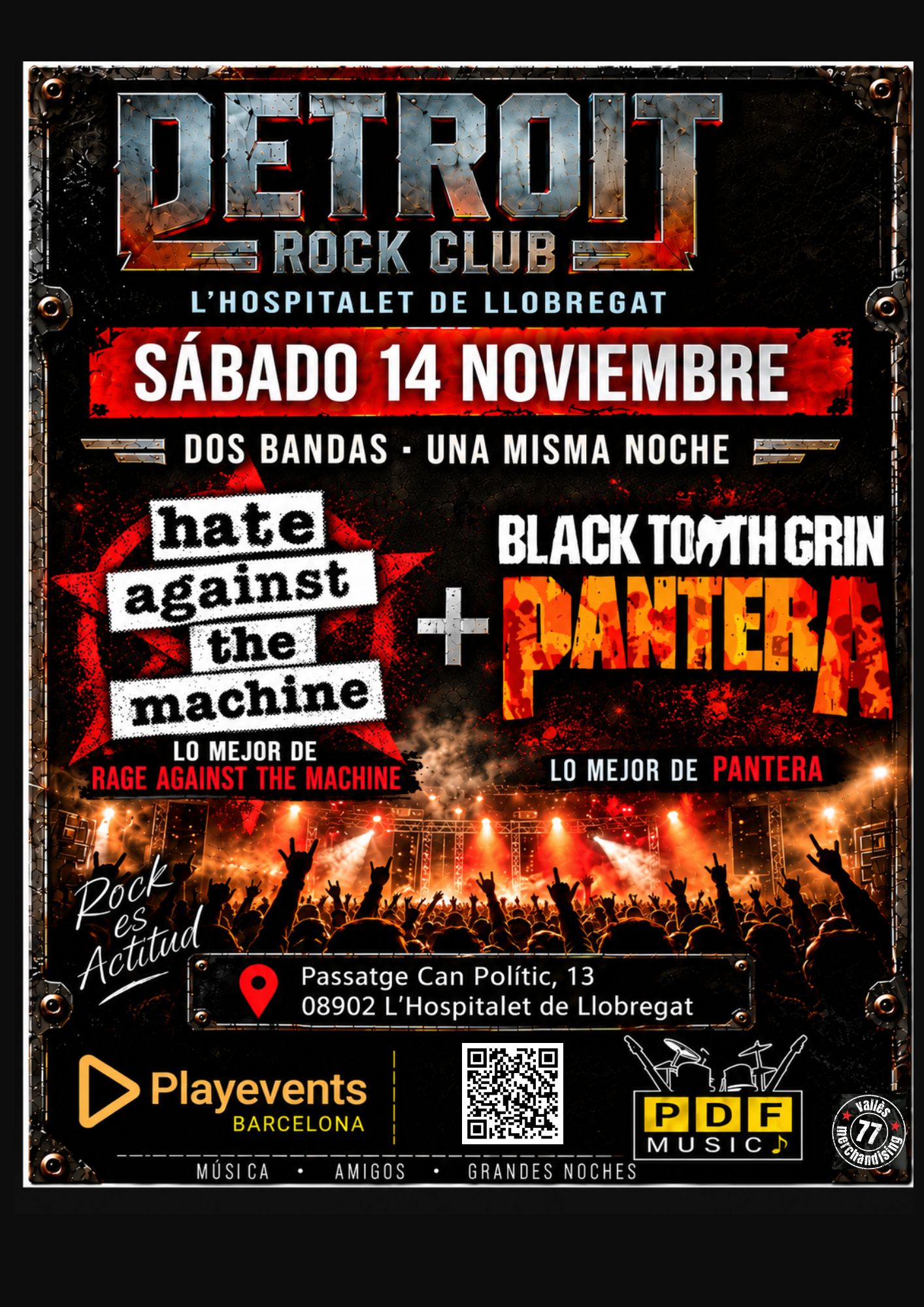 14/11 HATE AGAINST THE MACHINE + BLACK TOOTH GRIN | Noche de Metal en Detroit Rock Club 