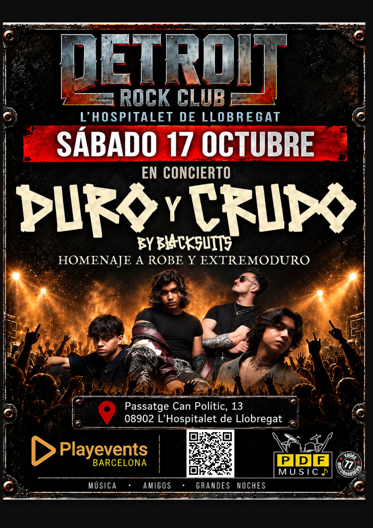 17/10 SÁBADO Duro y Crudo · Homenaje a Robe y Extremoduro 