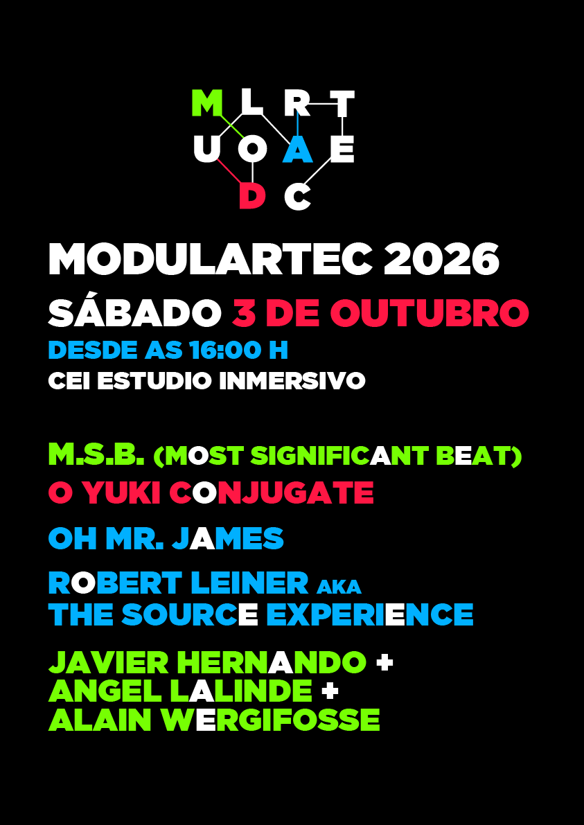 Cartel oficial de la jornada del sábado 3 de octubre de Modulartec 2026 en el CEI Estudio Inmersivo.